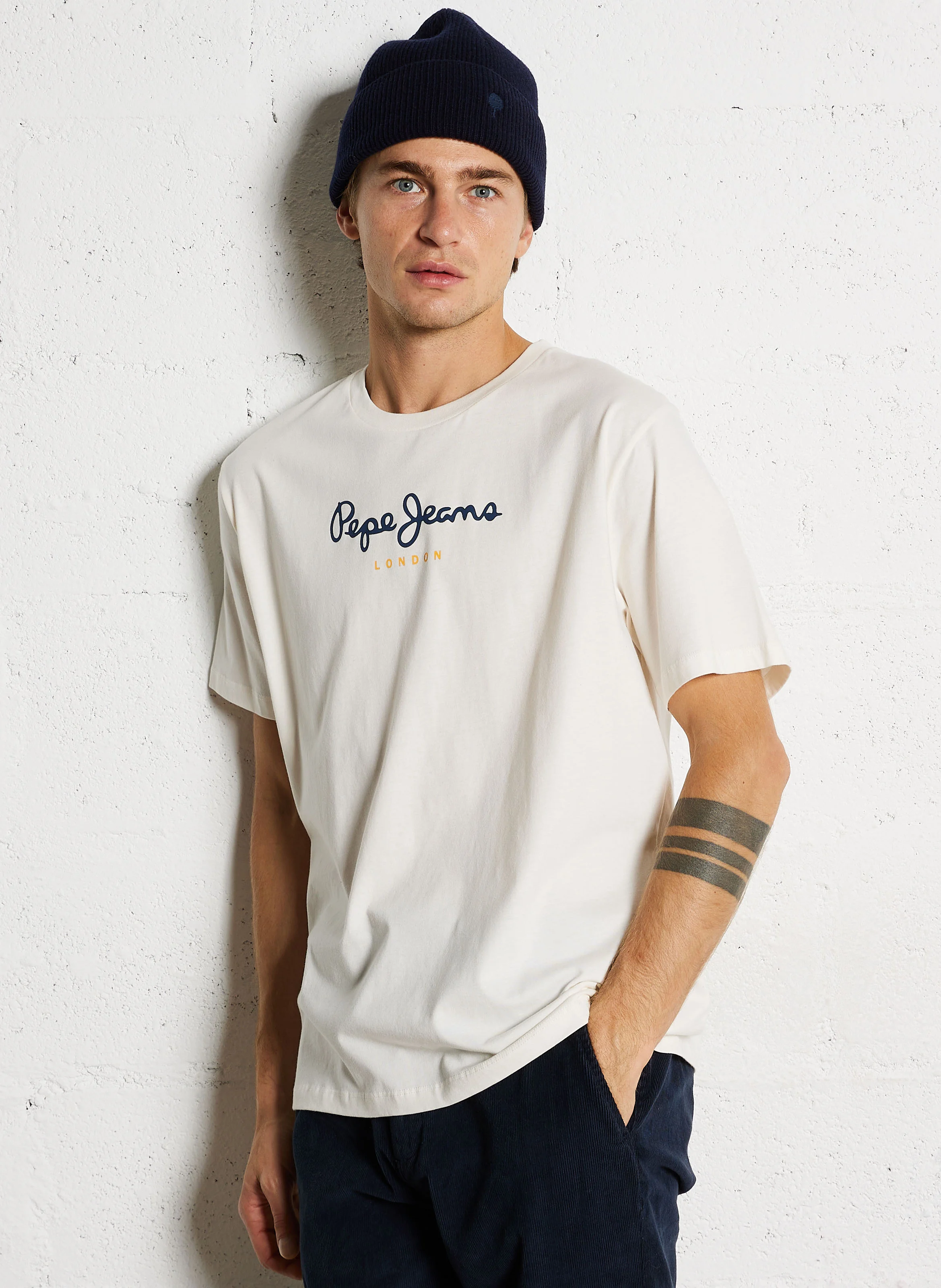 Tee-shirt col rond sérigraphié en coton | Blanc