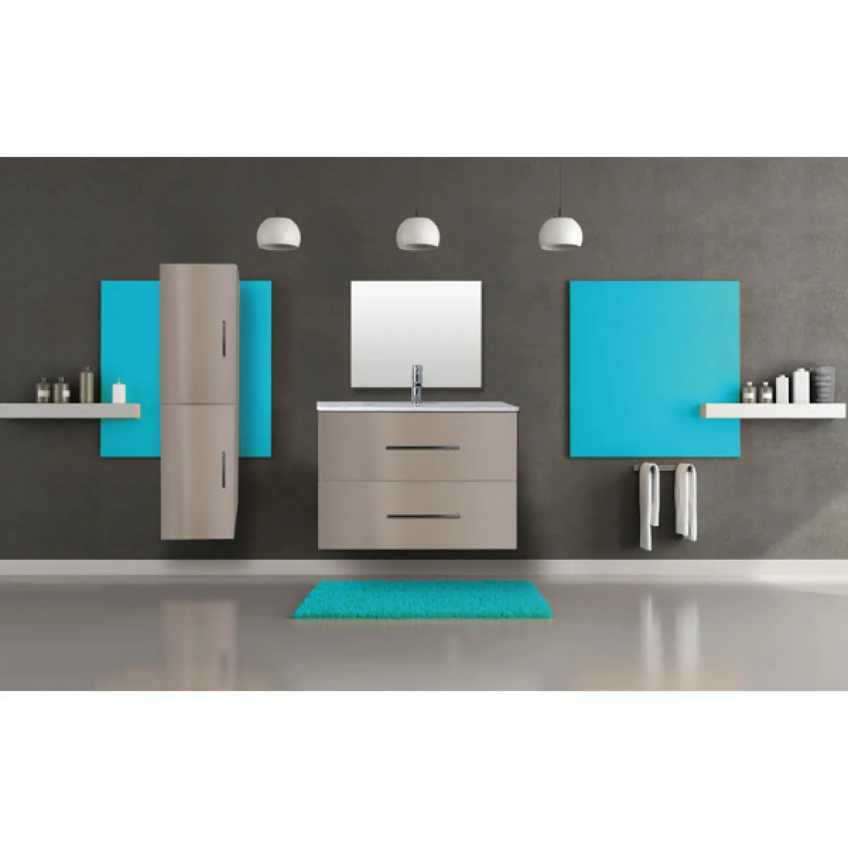 Dansmamaison Ensemble meuble sous vasque 80 cm Taupe - GUZO
