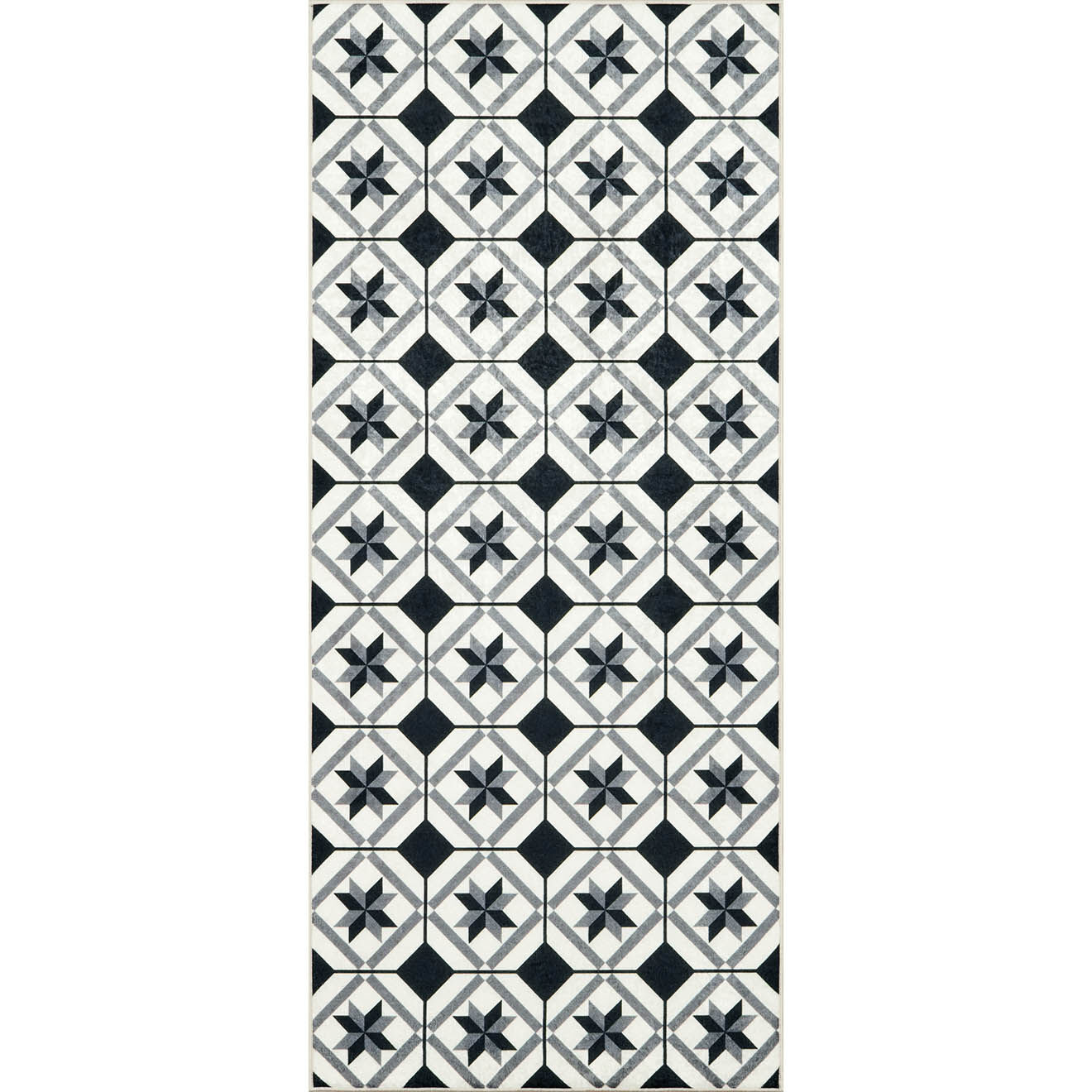 Nazar Rugs Tapis Azulejo 754 noir - 50x100 cm