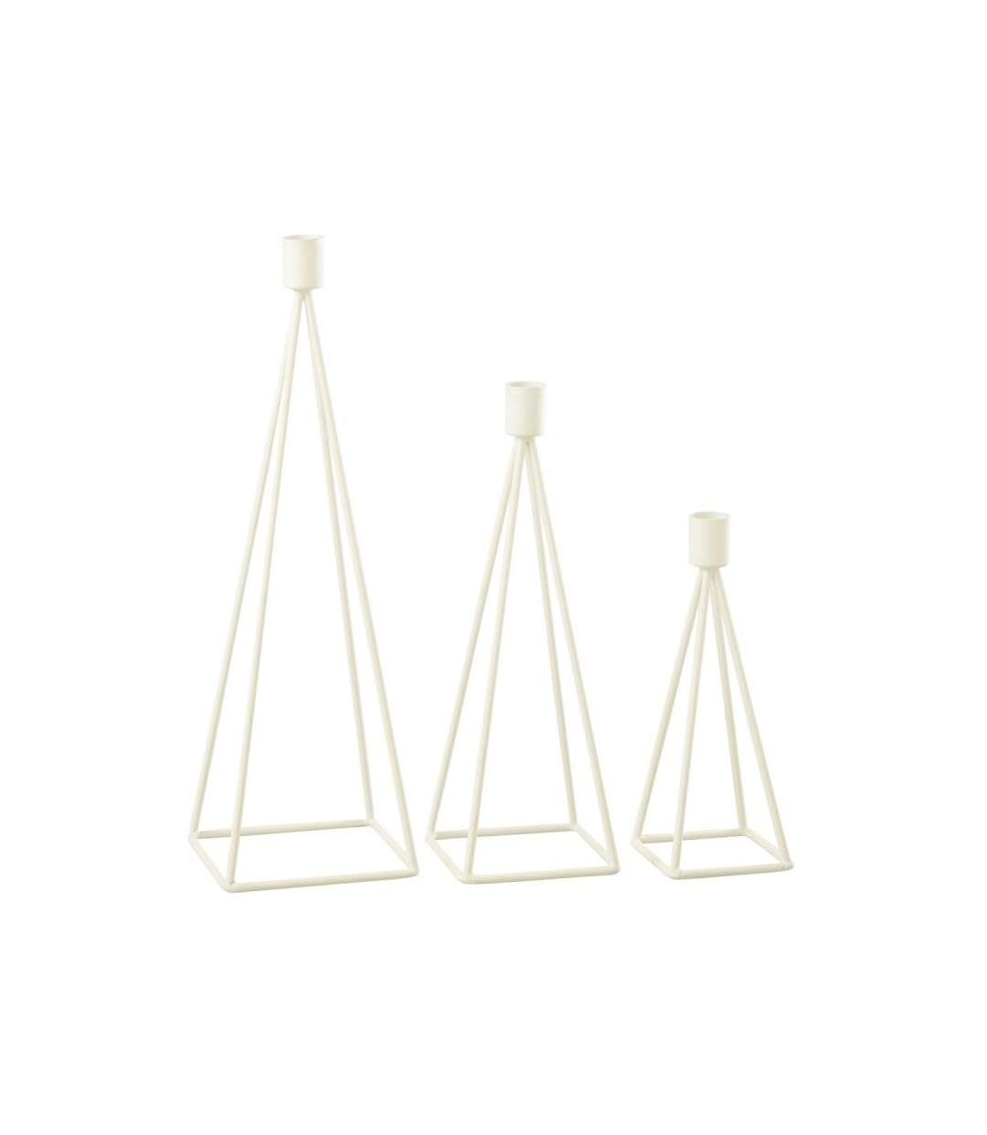Paris Prix - Lot De 3 Bougeoirs Design désiré 38cm Blanc