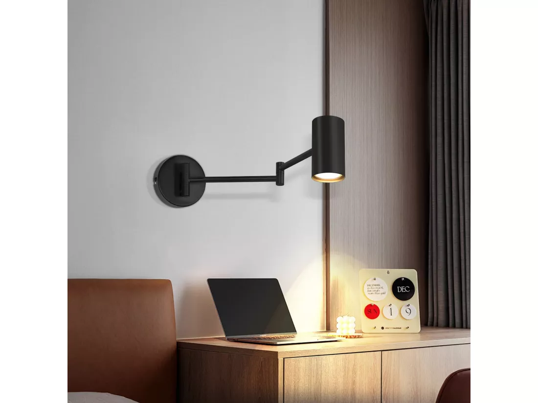 NETTLIFE Applique murale intérieure noire - Applique murale vintage Chambre à coucher GU10 - Sans ampoule