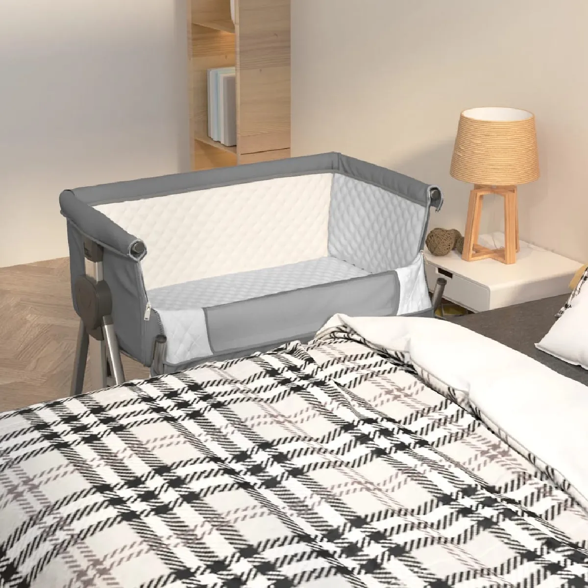 VidaXL Lit bébé avec matelas - Gris