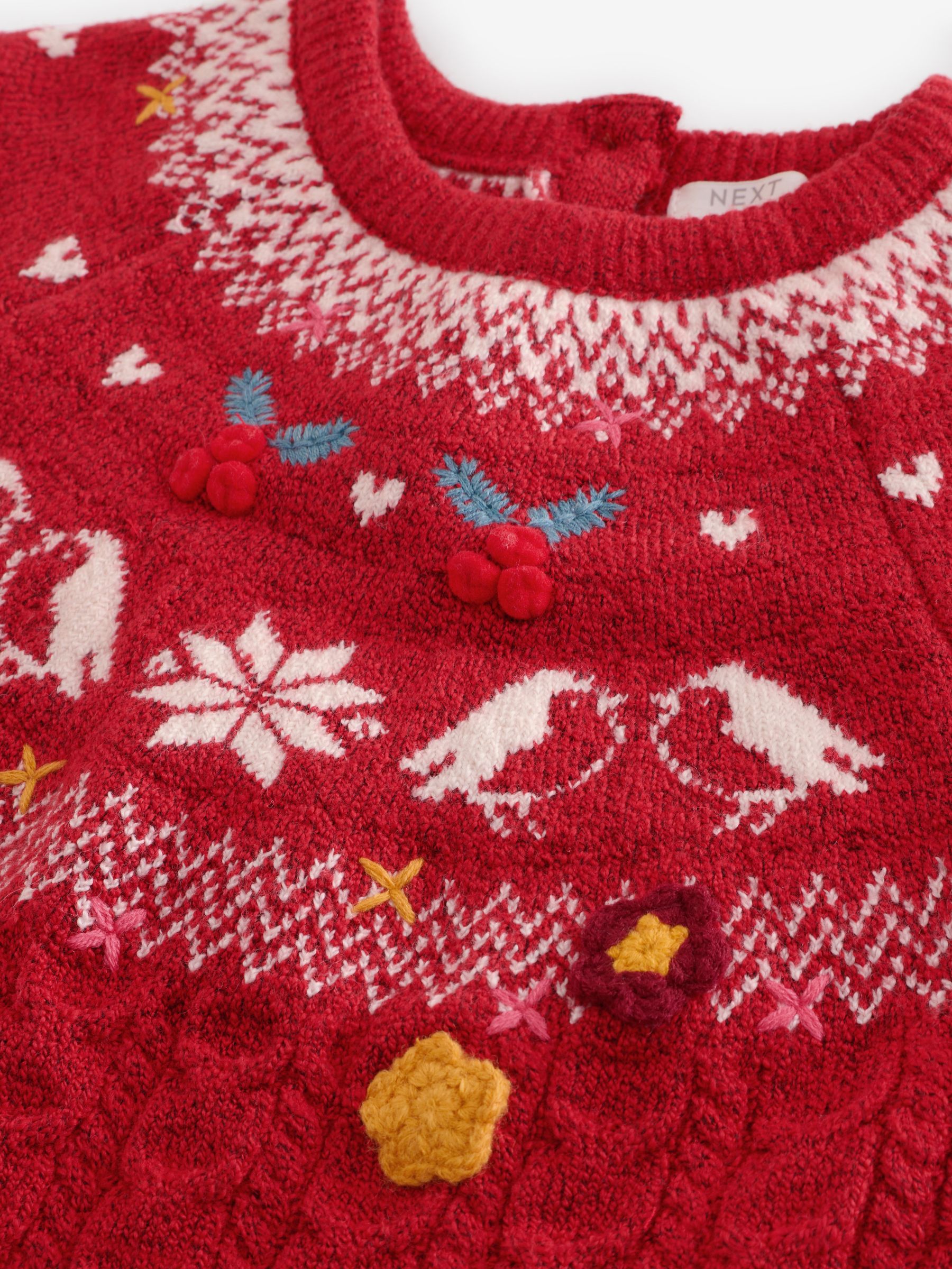 Rood - Kerst-truijurk met fairisle-motief (3 mnd - 7 jr)
