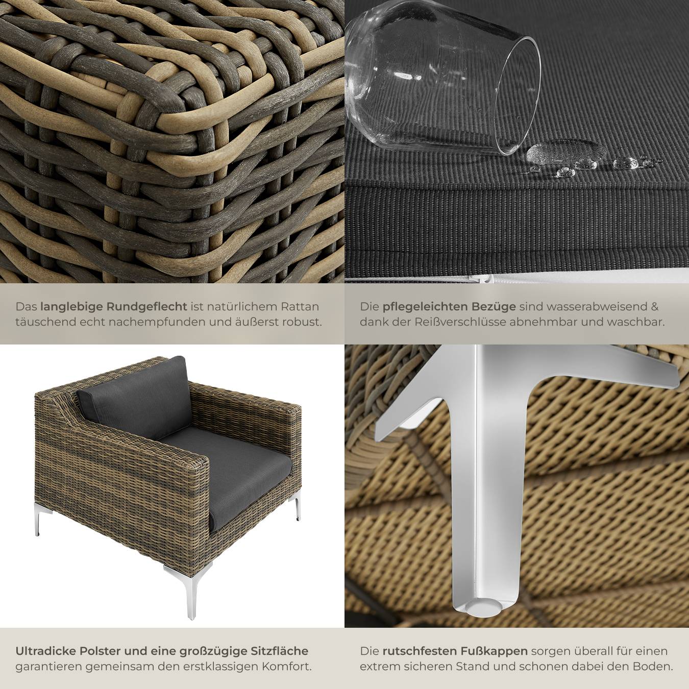 Modulares Rattanset Villanova Set 5 2-Sitzer