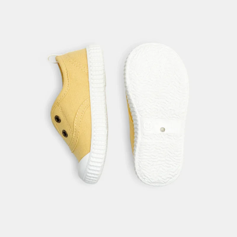 Tennis toile sans lacets jaunes bébé garçon Jaune