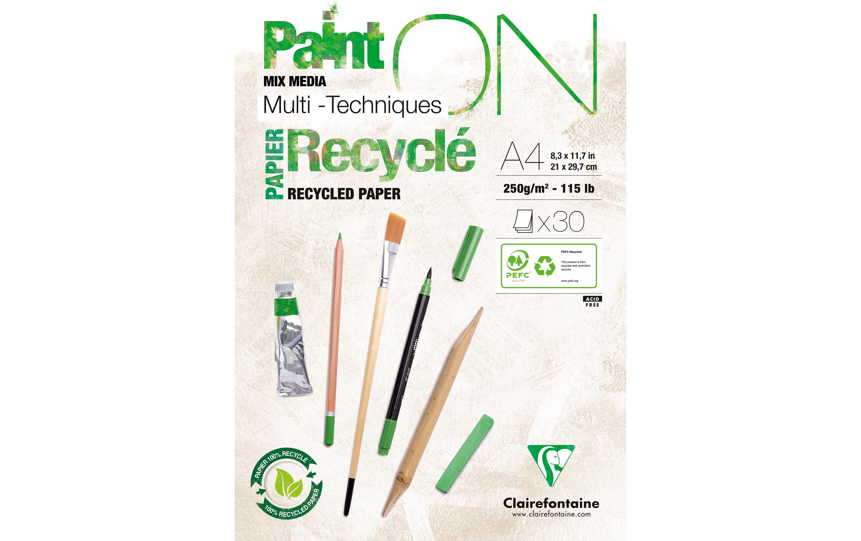 PaintON Block Recycling 21 x 29.7 cm100% recyceltes Zellulosepapier für trockene und feuchte Techniken