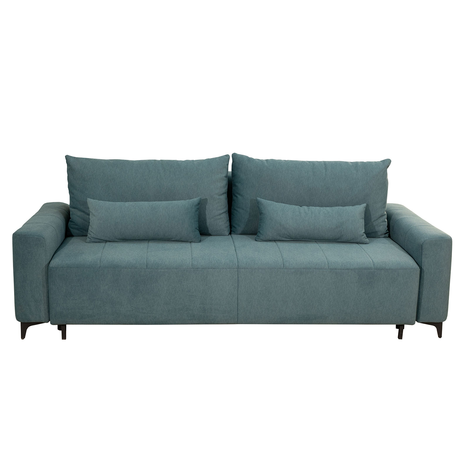 3-Sitzer Sofa - petrol - Samt - mit Staukasten