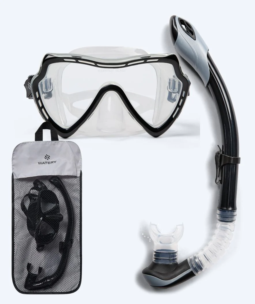 Watery Combo snorkelsæt til voksne (fra 15 år) - Nebula - Sort