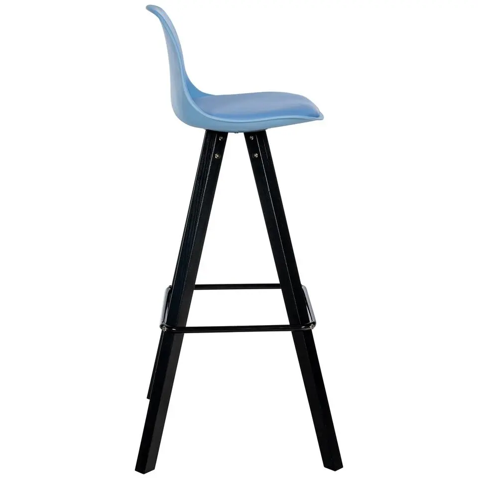 CLP Barkruk Corbin zwart Frame - Kunstleer - blauw