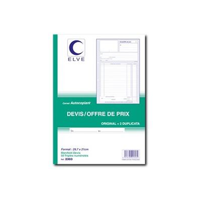ELVE - Manifold Carnet de devis/offre de prix - 50 tripli - A4