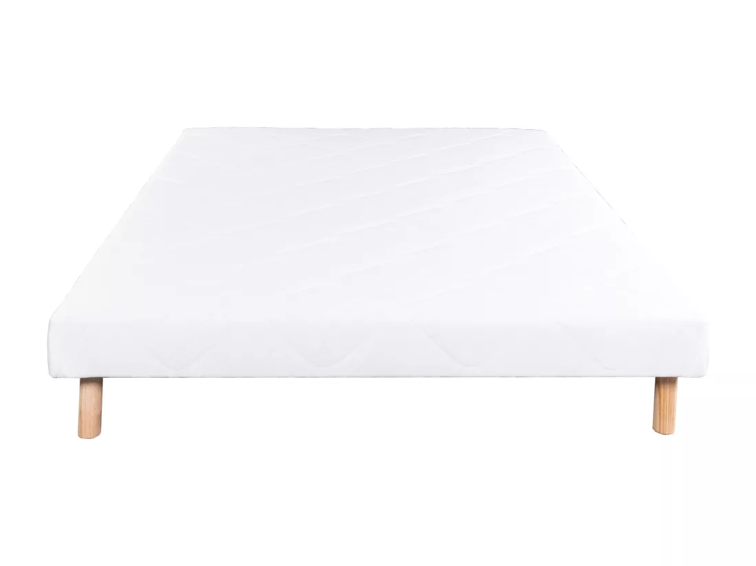 Sommier tapissier 90x190, blanc, Gamme Prestige Hôtel, bois massif + pieds offerts