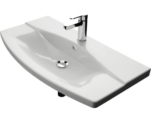 Pelipal Serie 4010 badkamermeubelset, afmetingen (B x H x D): 84 x 200 x 45 cm, fronten in eikenlook, Ribbeck 4-delige badkamermeubelset inclusief wastafel en spiegelkast met LED-verlichting