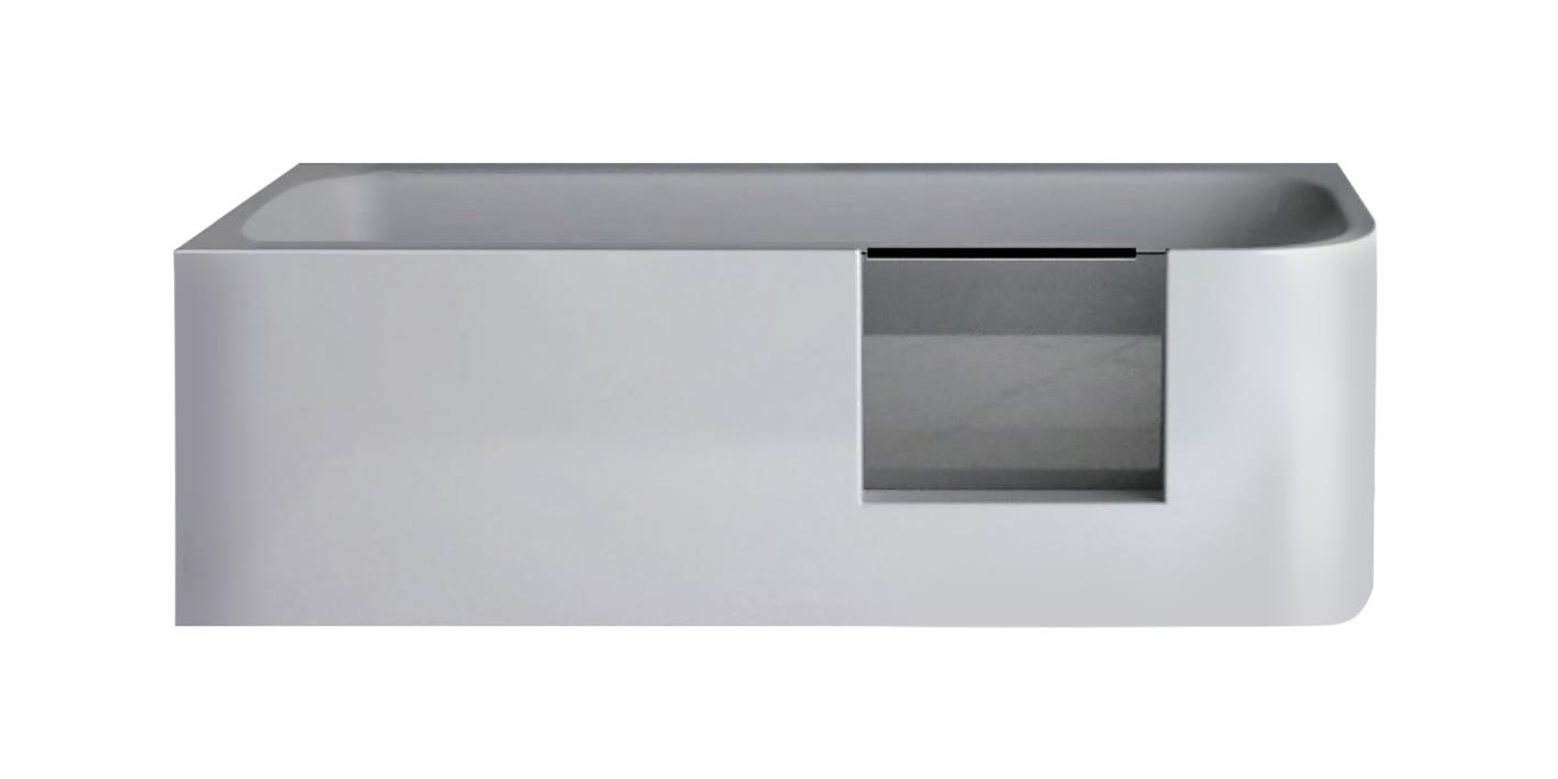 Xenz GO! inloop douchebad acryl 180x80x60cm links wit glans met sleuf overloop