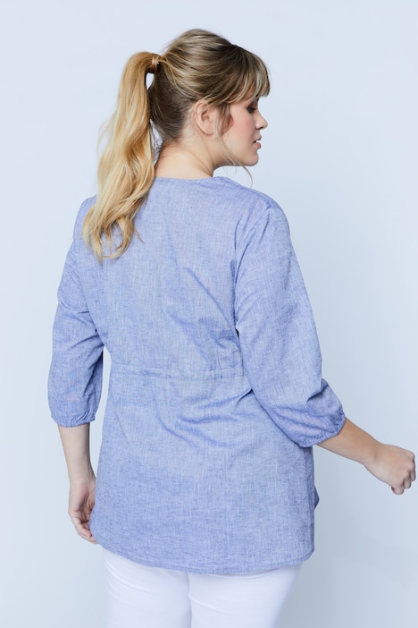 Bellieva-Bluse, A-Line, elastische Taille, 3/4-Ärmel, Biobaumwolle, GOTS