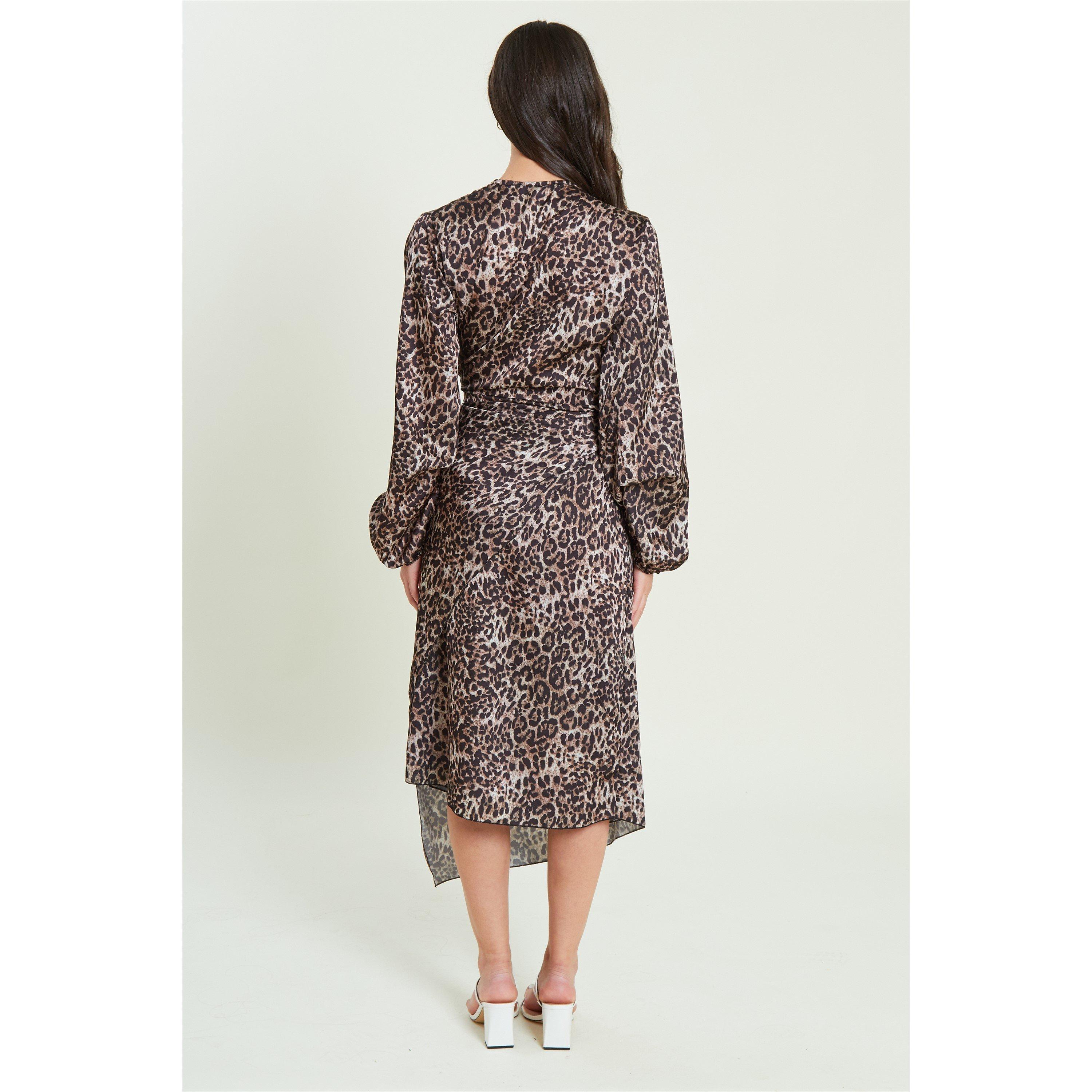 Be You Long Long Sleeve Satin Tie Wrap Midi Dress
