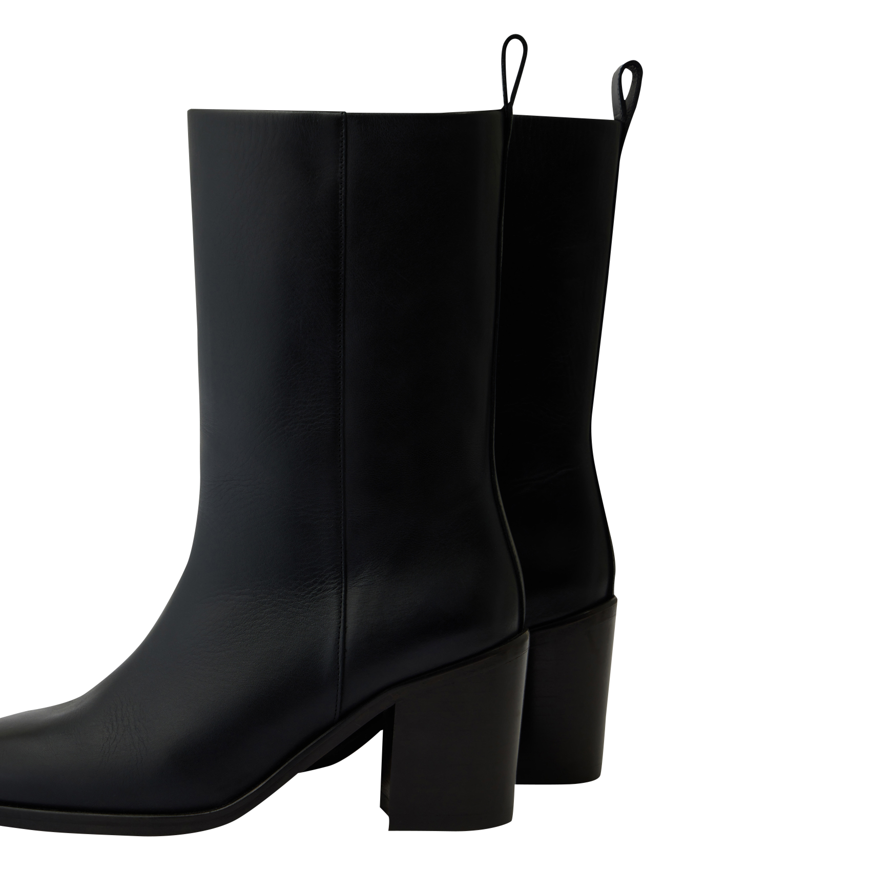 CARA - Bottes à talon en cuir| Noir