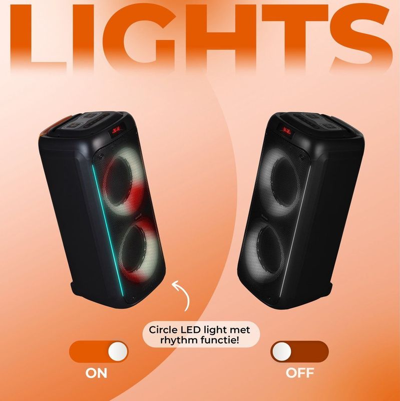 Denver - BPS-458 - Bluetooth Party Speaker - Zwart - Inclusief Microfoon