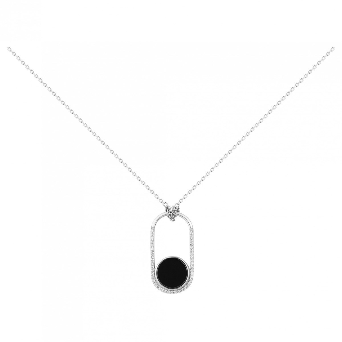 Collier mono-motif en Argent 925 millièmes et céramique - blanc brillant
