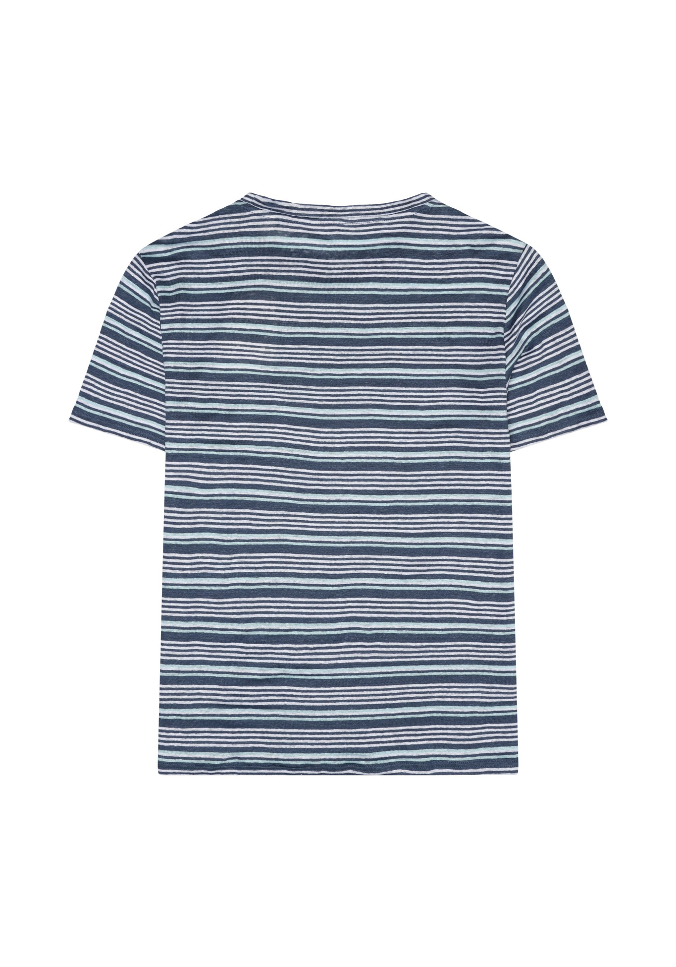Knowledge Cotton Apparel Leinen-T-Shirt Reg Linen Blue Stripe