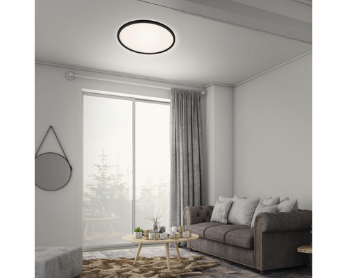 Dimbare LED plafondlamp CCT 22W 3000 lm 2700-6500 K Ø 42 cm Slim zwart + afstandsbediening + achtergrondverlichting
