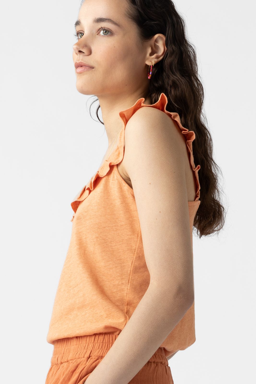 Oranje singlet met ruffles