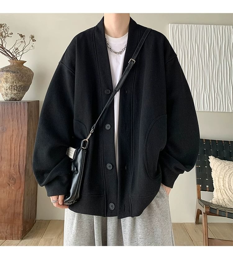 Capbrew - V-hals, losse schouders, effen oversized vest