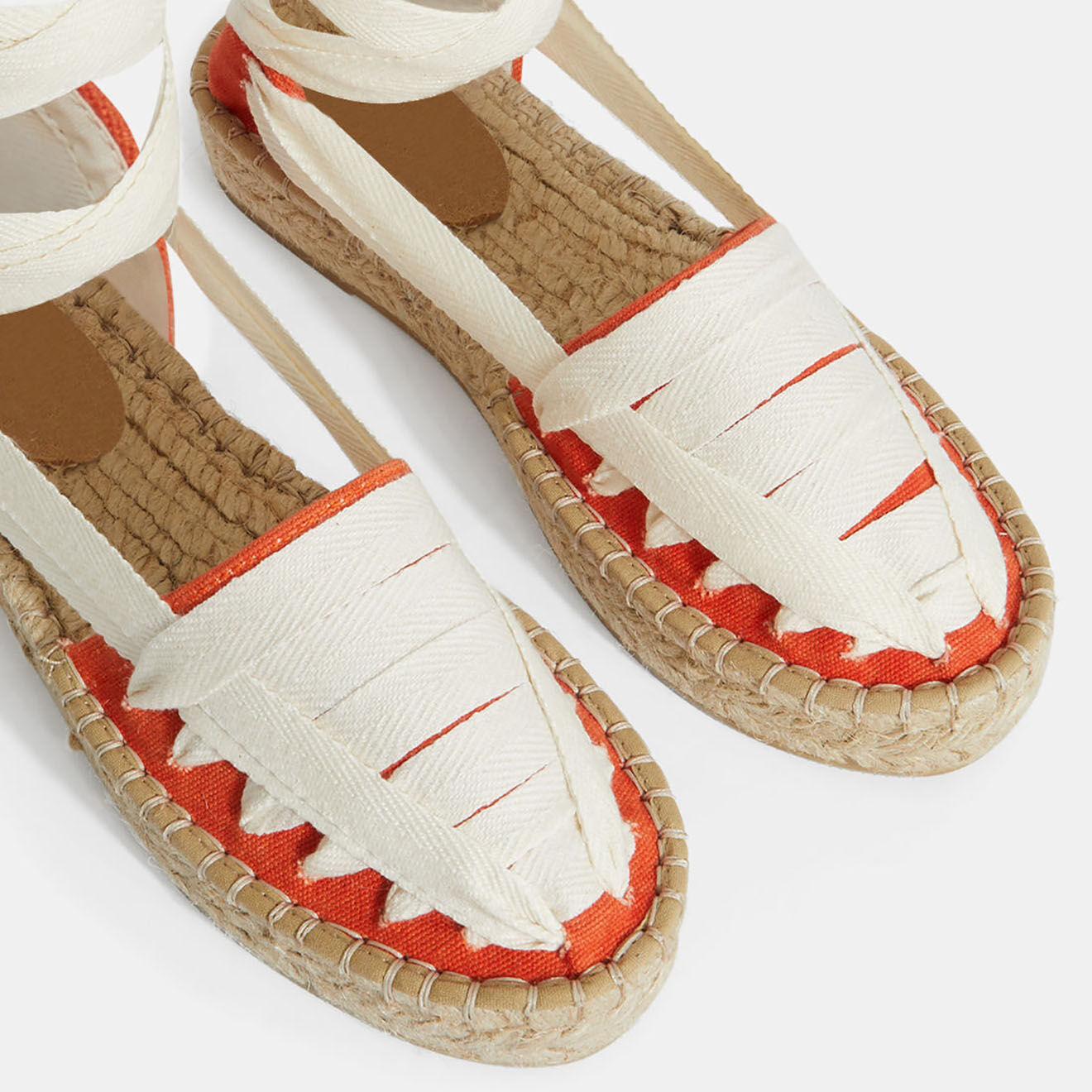 Galeries Lafayette Espadrilles en coton bio liens écru/orange
