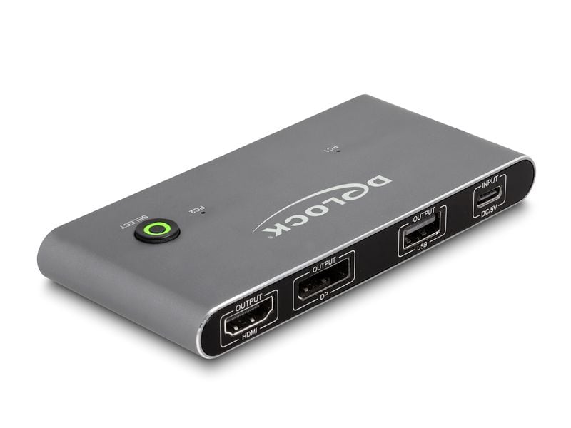 Delock KVM Switch USB-C zu HDMI und DisplayPort 8K MST mit Delock USB-C KVM Switch zu HDMI und DisplayPort 8K MST mit USB 2.0
