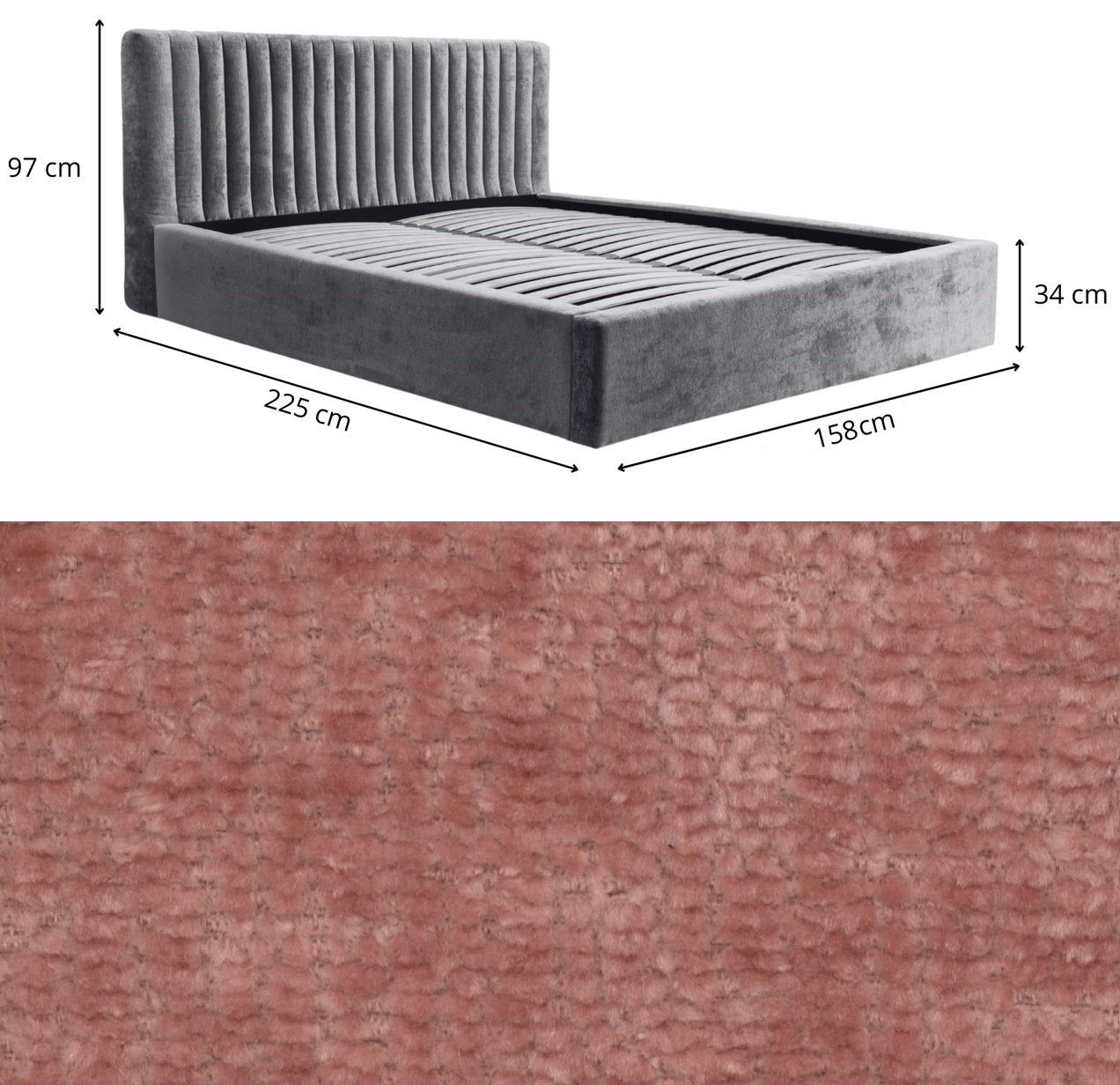 Trae Mobler Vegas 140 x 200 cm Gestoffeerd Bed Stoffig Roze