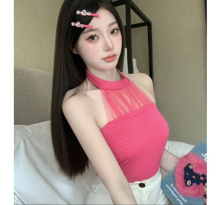 OGAWA - Mouwloze crop top met nephals
