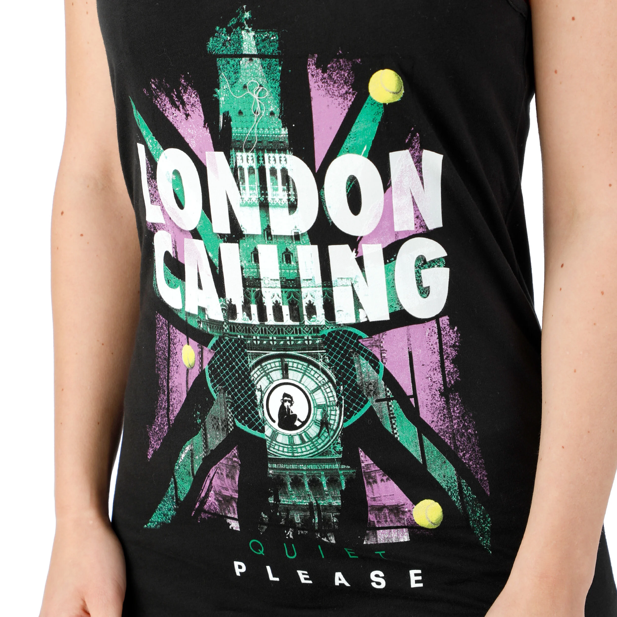 Quiet Please London Calling Débardeur Tank Top Femmes - Noir , Multicouleur