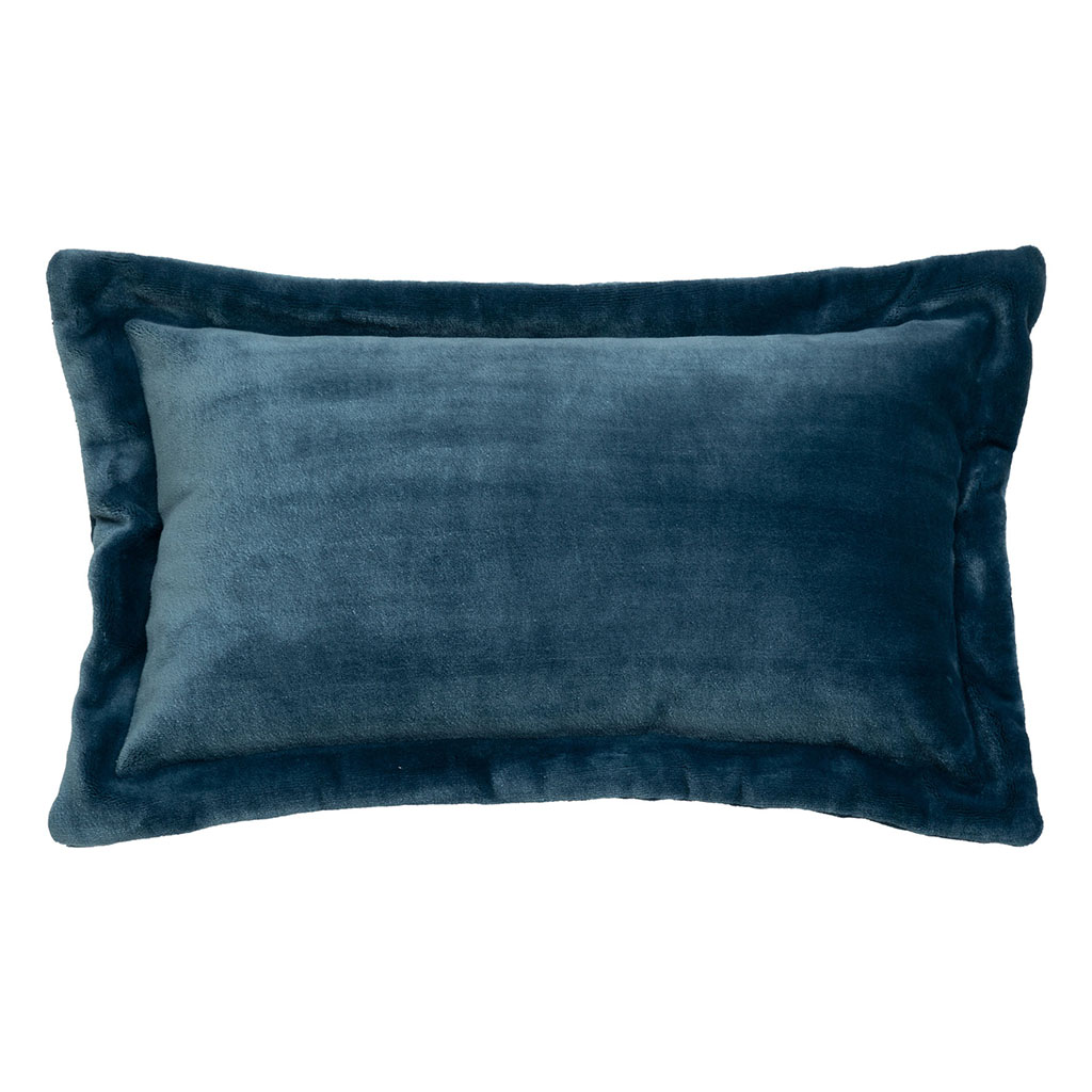 Coussin Cuddly velours bleu 38x58cm