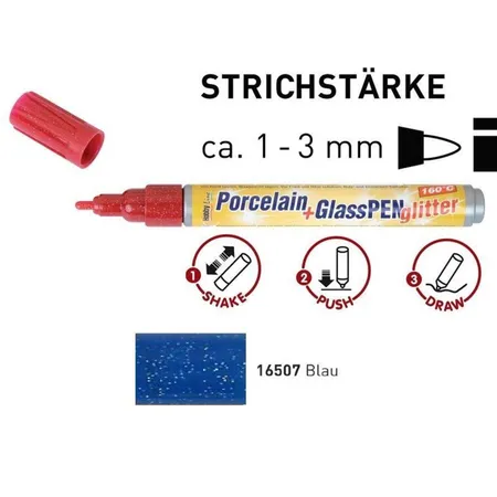 KREUL Porcelain+GlassPen glitter 160°C 1-3 mm Blau