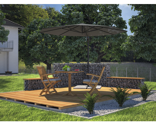 Soluna zweefparasol, model Beaujeu, Ø 300 cm, H 248 cm, rond, donkergrijs