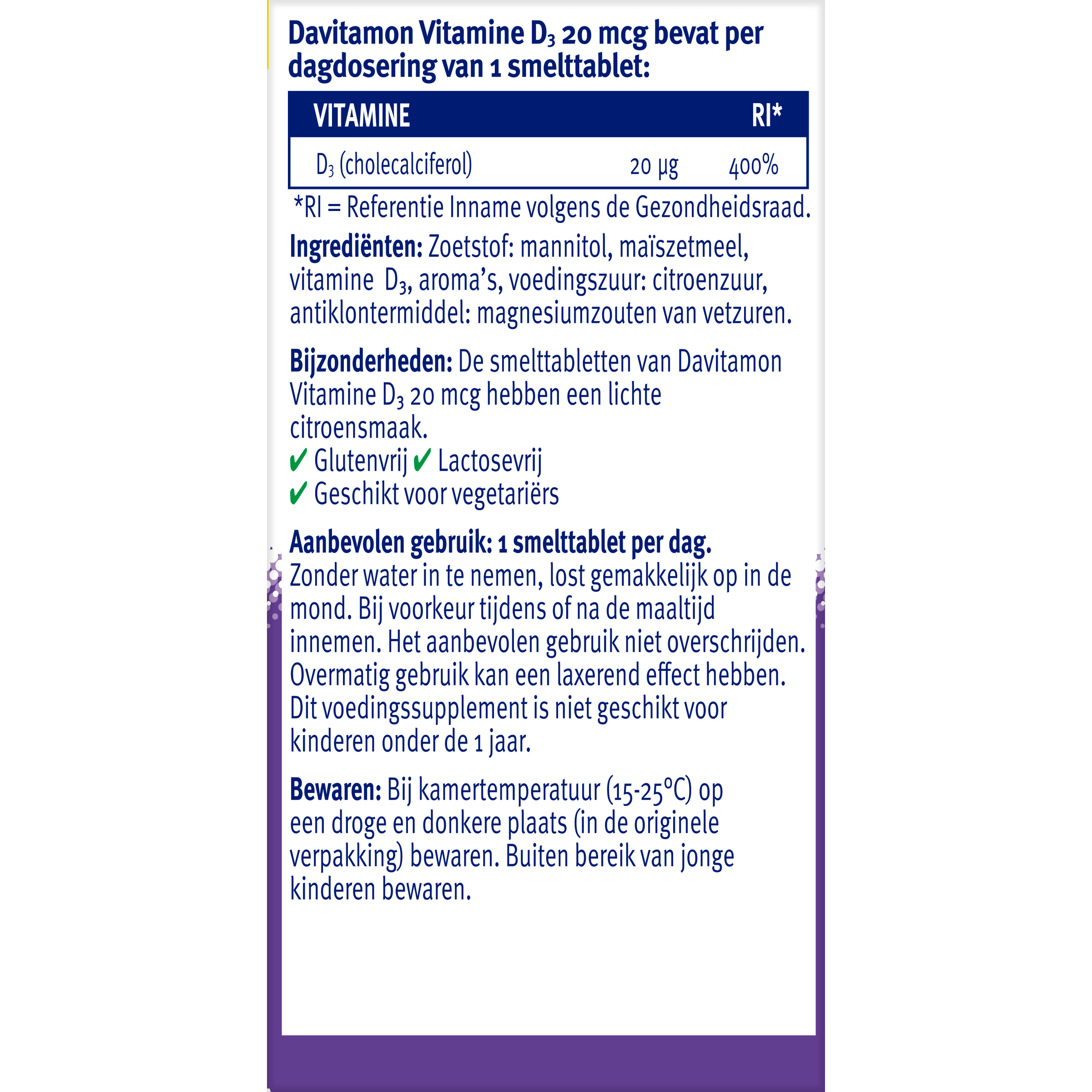 Davitamon Vitamine D3 20mcg (150 tabletten)