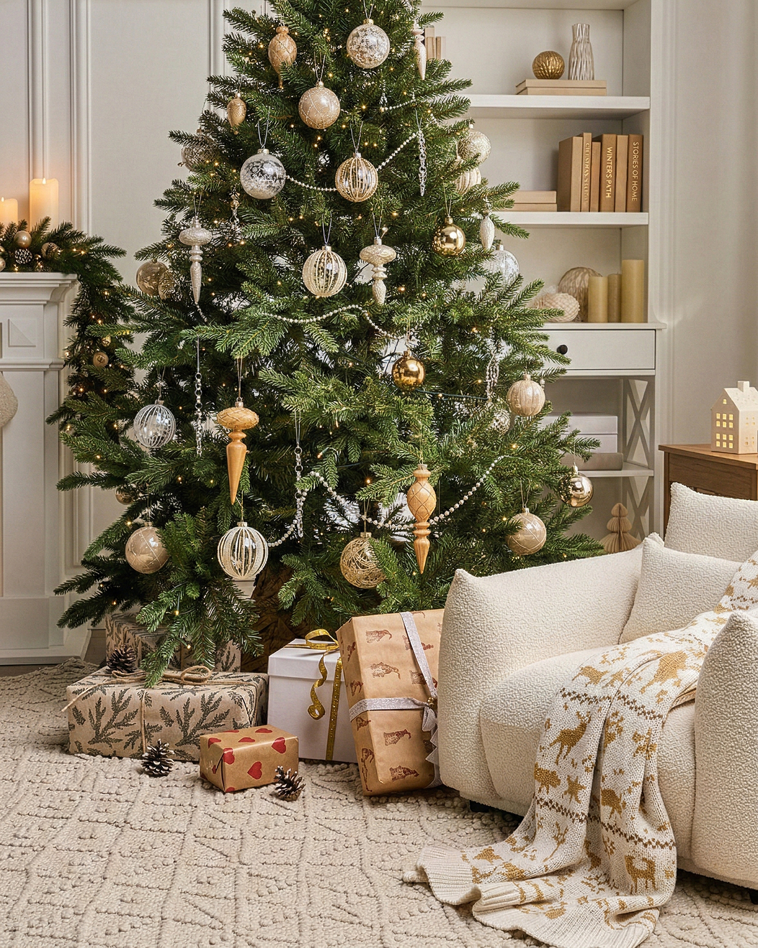 Set van 35 kerstballen BLING Glas Goud
