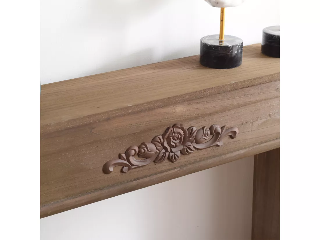 Encadrement Cheminée Decorative Bois Marron Shabby 100x105x21