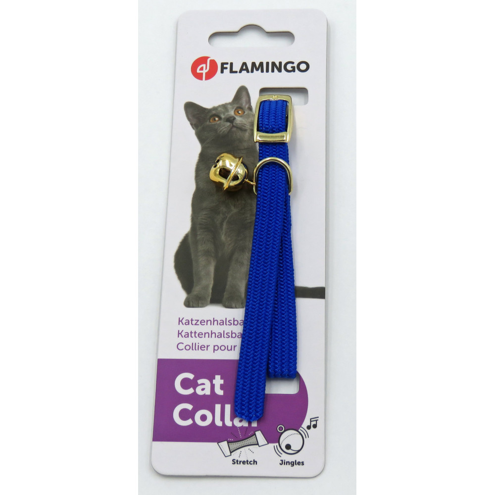 Collier 32 cm x 10 mm collier élastique avec clochette bleu pour chat