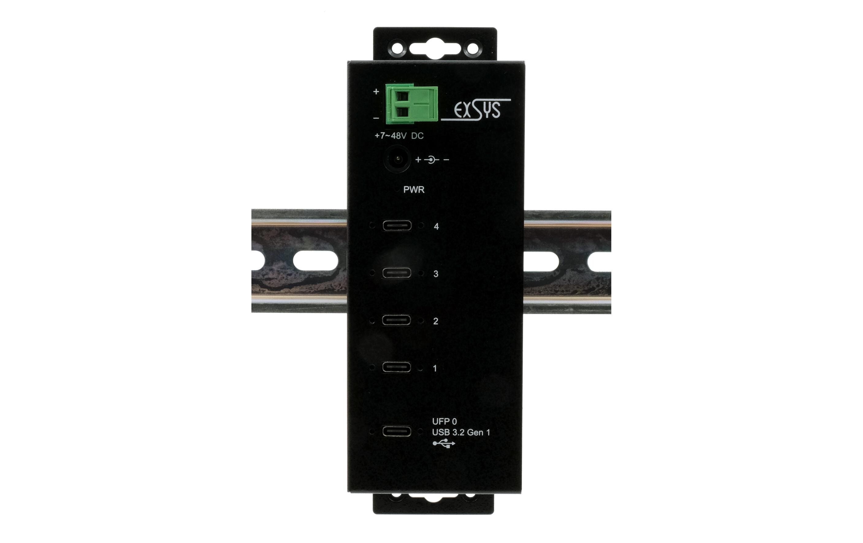 USB-Hub EX-1144HMVS<br>4-Port USB 3.2 Gen 1 Metall HUB mit 15KV ESD Überspannungsschutz, C-Buchsen