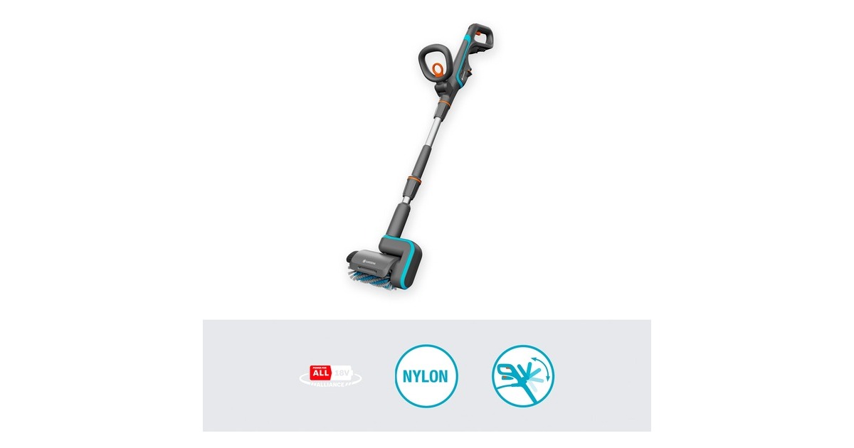 GARDENAAquaBrush Patio 18V P4A solo accu multi-reiniger vloerreiniger  (Grijs/turquoise, 14841-55, accu en lader niet inbegrepen, POWER FOR ALL ALLIANCE)
