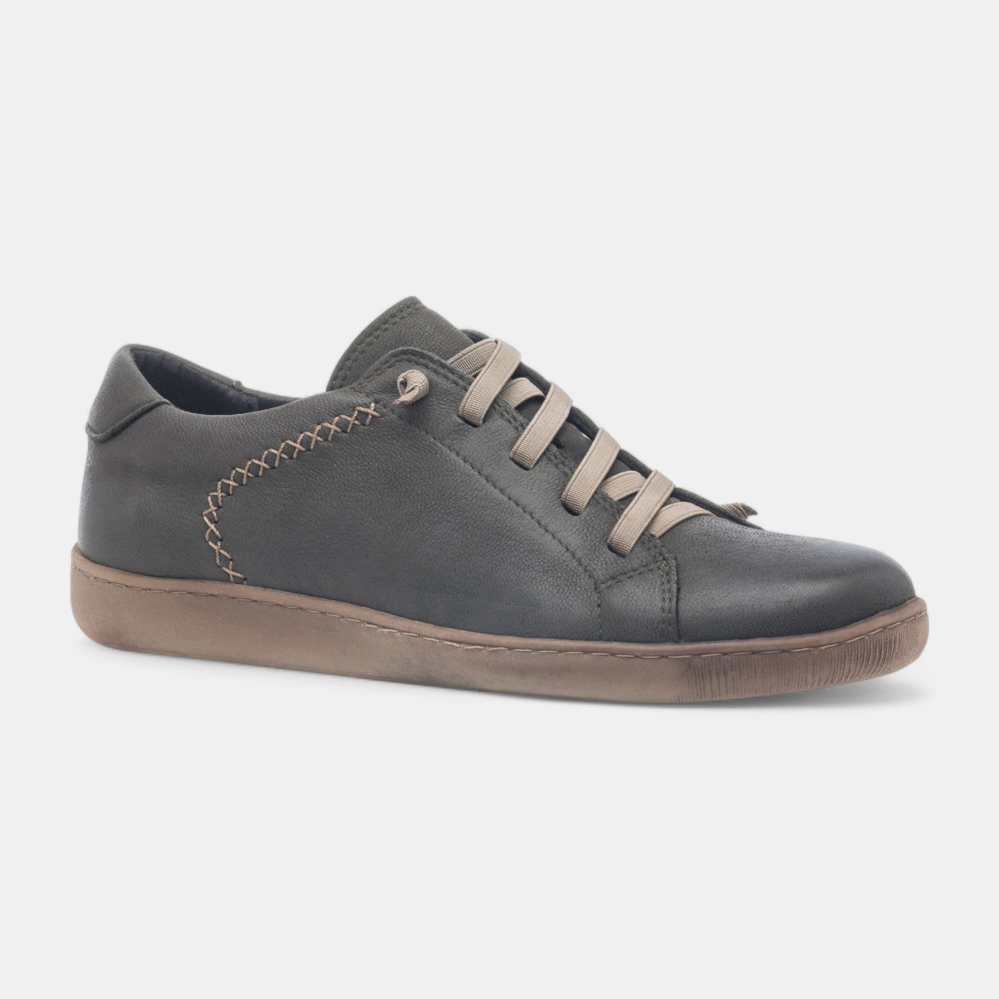 Baskets basses Femme en cuir kaki