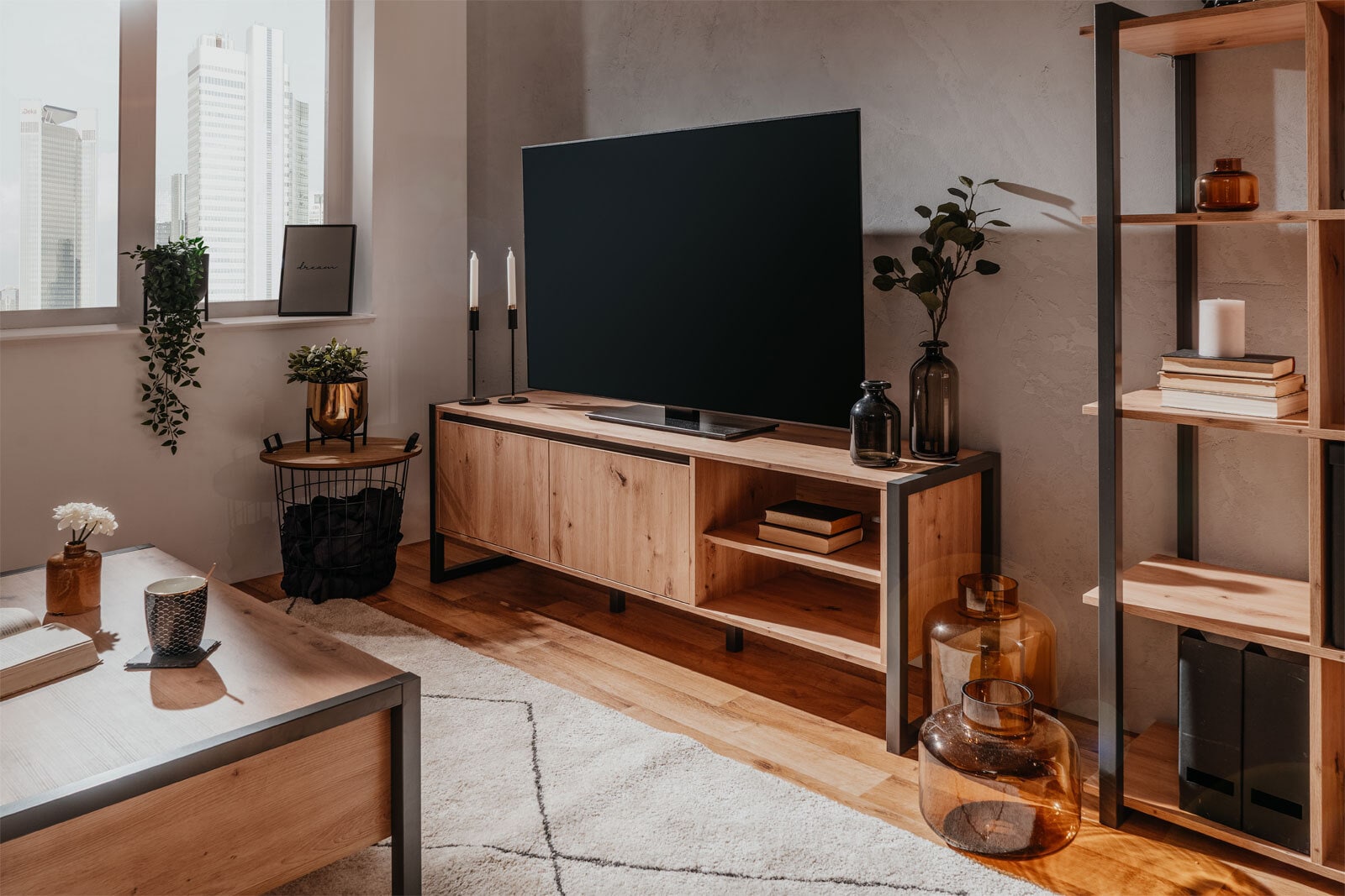 Lowboard Denver Artisan Oak-Optik/Anthrazit 160 x 55 x 40 cm