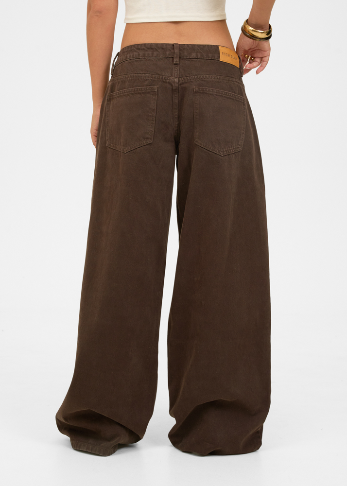 Wide leg classic low waist jeans deep choco
