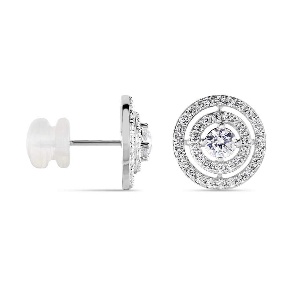 Boucles D'oreilles Puces Or Blanc Weltaz Oxyde De Zirconium