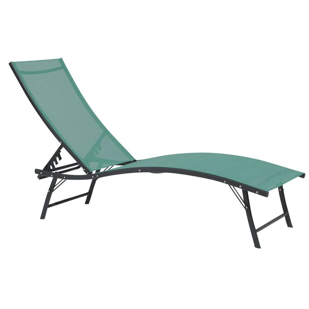 Transat bain de soleil Bahia 5 positions textilène bleu 182x55xH36-92cm