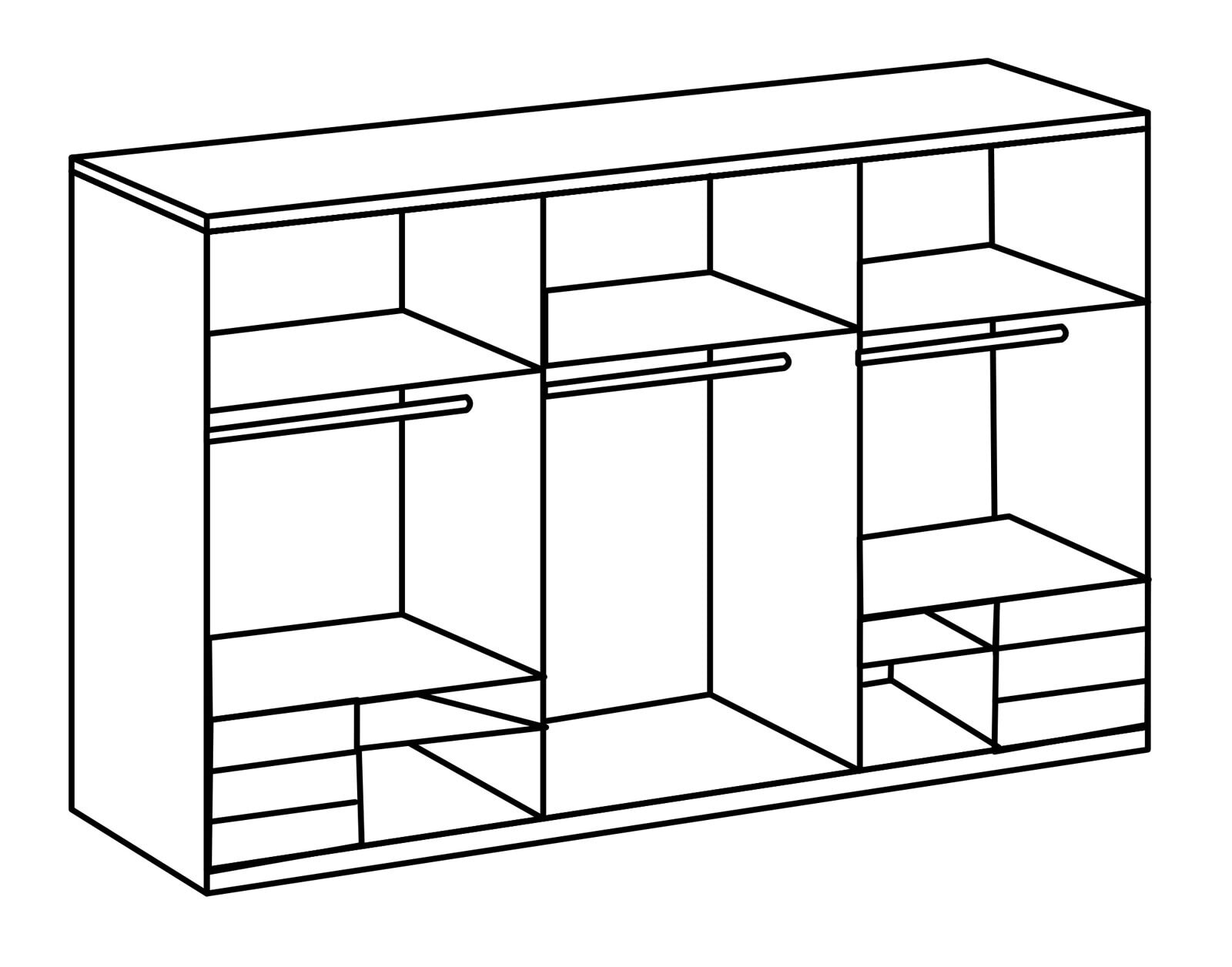 Schwebetürenschrank Level 36 A Syncro-Technik 300 x 216 cm weiß