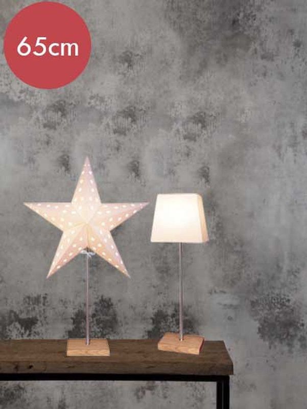 Staande Kerstster Duo LEO - Houten Standaard - 65 cm Hoog - Kerstversiering