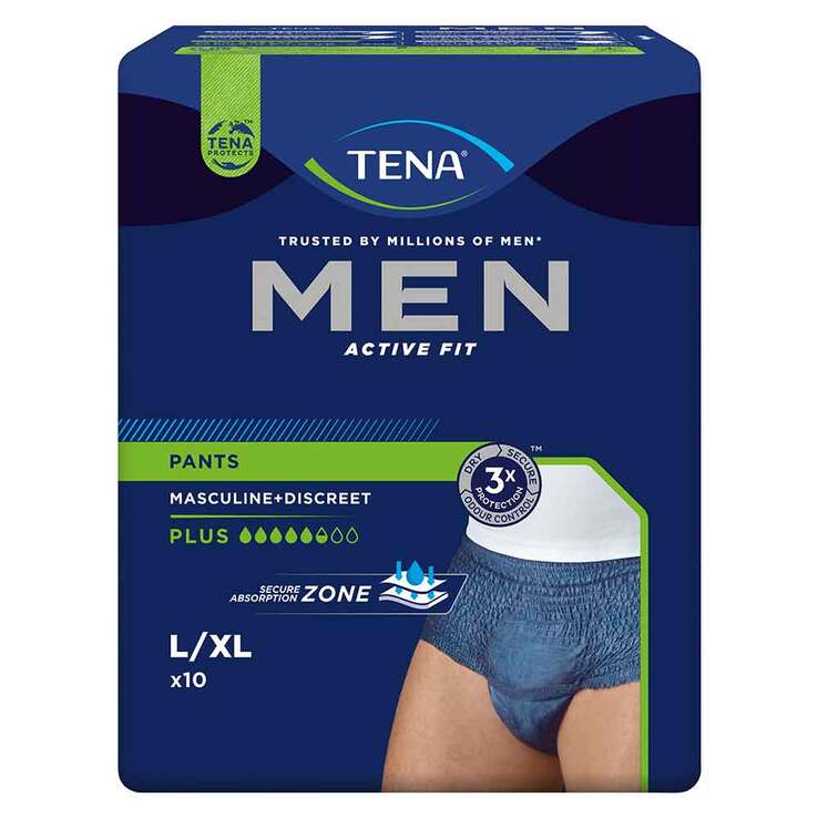 TENA® MEN ACTIVE FIT Plus Pants blau L/XL bei Inkontinenz, 10 St