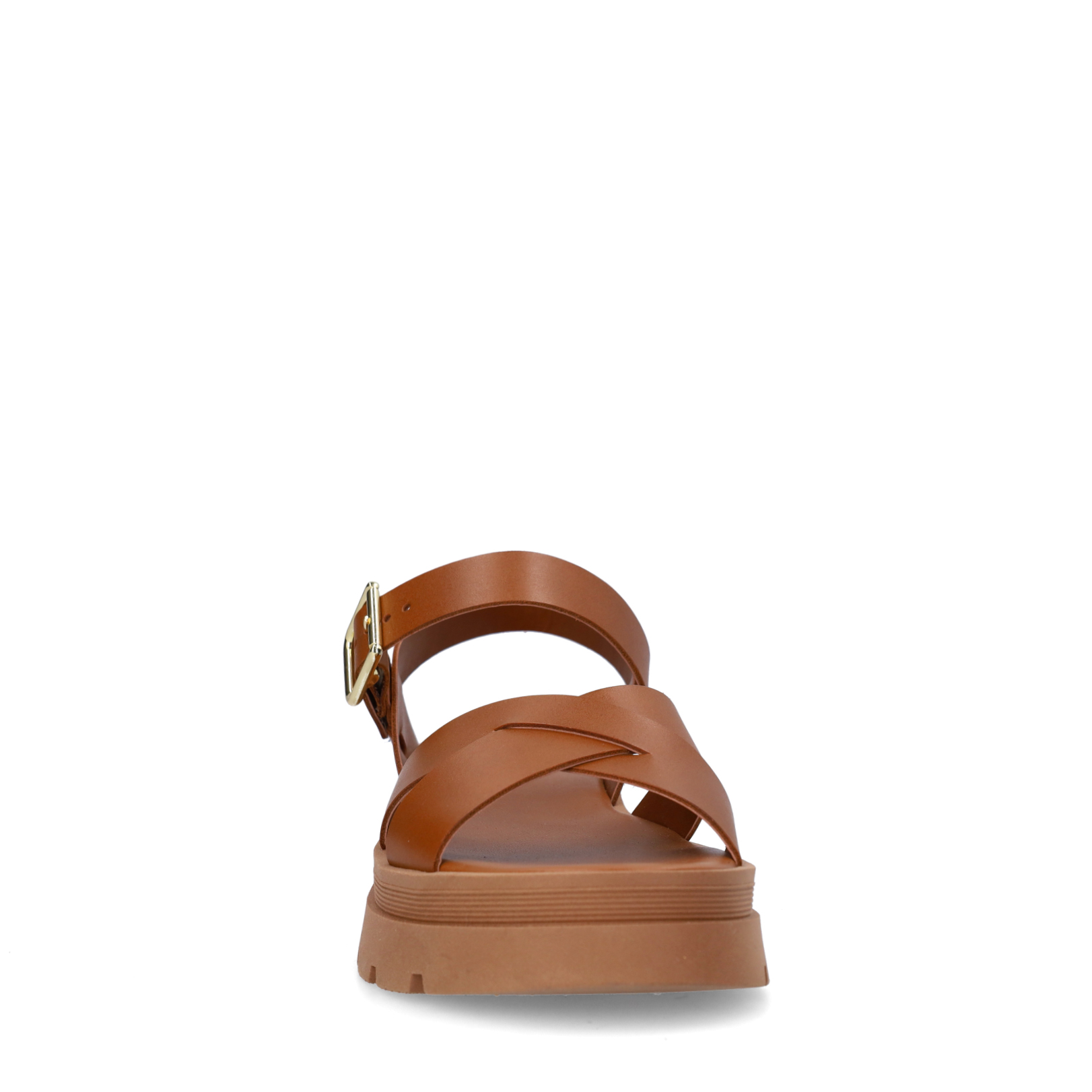 Cognac leren sandalen
