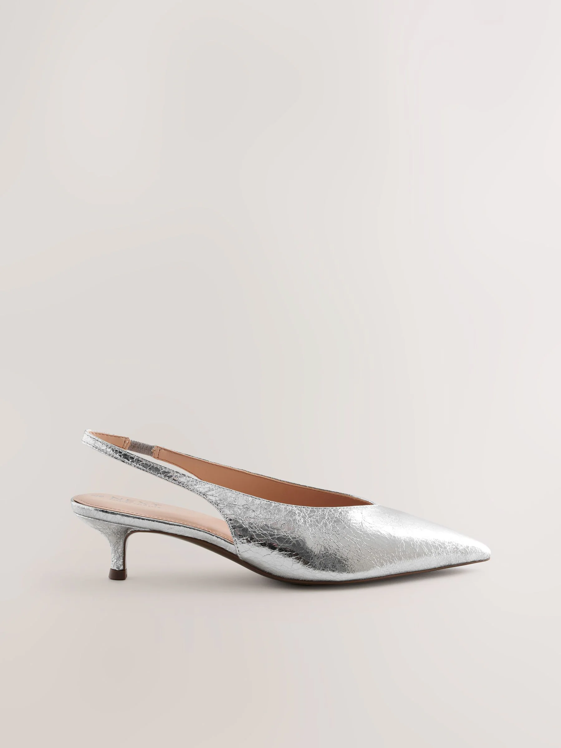 Zilver - Punt Toe Lage Slingback Naaldhak Schoenen